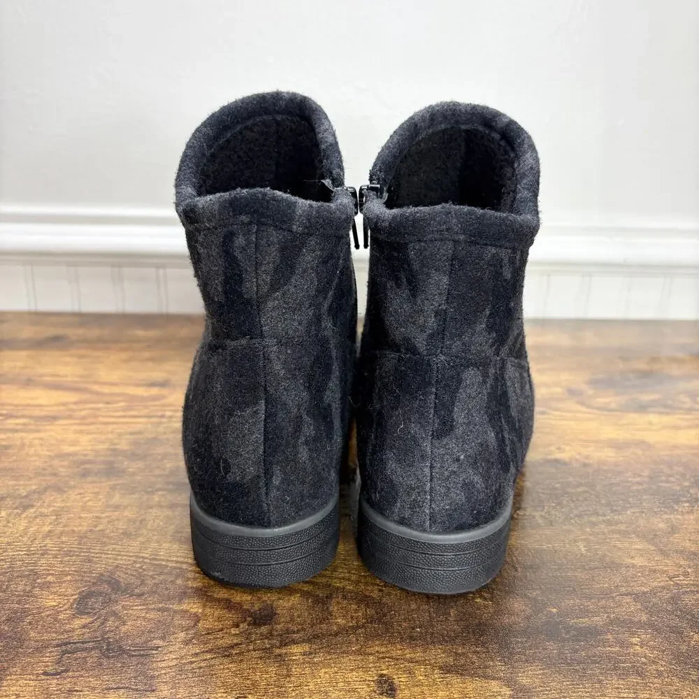 Soul by Naturalizer Size‎ 9.5 Wide Indie Ankle Boots Camo Water Repellent Fleece